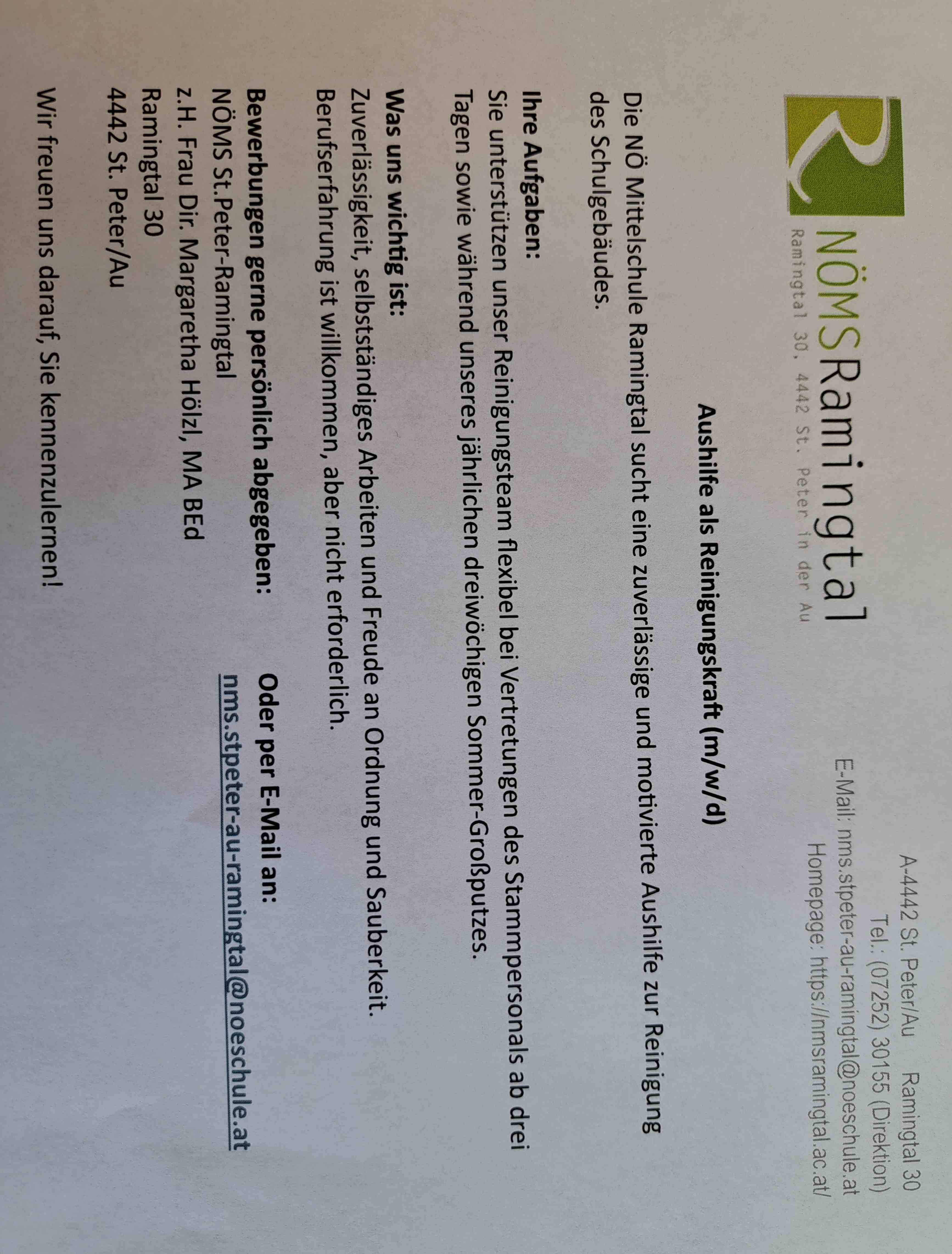 Aushilfe als Reinigungskraft gesucht!